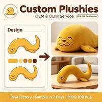 Peluche Phoque Jaune, Visage de Dessin Animé Lisse et Simple, Broderie Exquise, Vente en Gros, Peluche Animale Entière