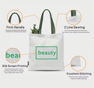 Bolsa de Tela Personalizada con Estampado de Letras Blancas, Reutilizable, con Cierre de Cremallera, para Llevar Compras y Viajar - Product Image 5