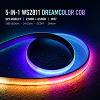 Bande LED COB adressable UL 5 en 1 RGBCCT Magic Color WS2811 24V 26W pour extérieur, éclairage sous armoire et miroir domestique