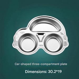 Bandeja de Comida Dividida de Acero Inoxidable, Plato para Bebés, Niños Pequeños y Niños, con Forma de Auto, Libre de BPA, Seguro para Alimentos - Product Image 1