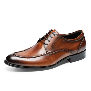 Vente directe d'usine, chaussures en cuir pour hommes, style britannique, chaussures habillées à lacets, cuir de vache véritable, bout rond, chaussures pour hommes - Product Image 3
