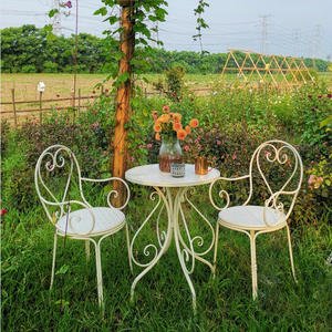 Ensemble de table et chaises en fer forgé pour balcon, trois pièces, pour cour, jardin, extérieur, petite table basse, décoration intérieure - Product Image 1