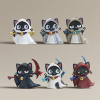 Figurine de chat Grim Reaper amusante, design de dessin animé, jouet décoratif mignon pour bureau et figurine de décoration de gâteau