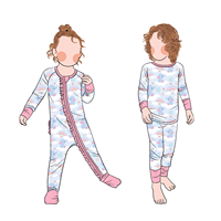 Piyama Anak 2 Potong Motif Beruang Lucu Manis Sederhana Lengan Panjang, Setelan Baju Tidur Anak untuk Balita Bayi, Produk Laris Kustom