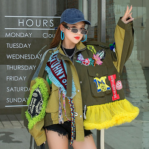 K1560-Fashion broderie femmes veste d'hiver Patchwork Jeans vestes pour femmes Streetwear manteau surdimensionné - Product Image 4