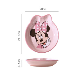Assiettes en céramique en forme de <span class=keywords><strong>Mickey</strong></span> et Minnie 3D, mignonnes assiettes à petit-déjeuner et à collation en forme de dessin animé, assiettes en céramique irrégulières pour la vaisselle des enfants - Product Image 6