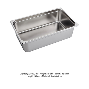 ถาดใส่อาหารสแตนเลส 18/10 GN 1/1 53 × 32.5 × 15 ซม., 1773 กรัม อิน็อกซ์ อิน็อกซ์ มาเซล - Product Image 3