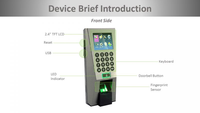 Software Gratuito ZKT TCP/IP F18 Pantalla LCD TFT a Color de 2.4 Pulgadas, Control de Acceso Biométrico por Huella Dactilar, Cámara Impermeable, Almacenamiento en la Nube