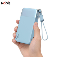 NOBIS 65W 65 Watt Pd Chargeur rapide pour ordinateur portable et téléphone 20000mAh Haute capacité Chargeur portable fin pour voyage avec câble Type-C