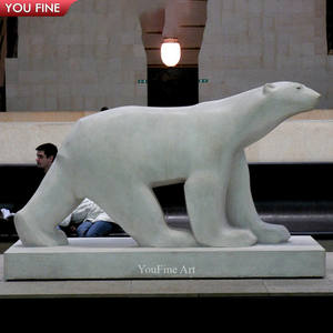 Urso polar de mármore branco tamanho de vida estátua pedra escultura de animais - Product Image 6