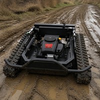 Tondeuse à gazon télécommandée sur chenilles pour vignobles, moteur essence, robuste, pour pentes et terrains accidentés