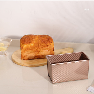Venta al por mayor de acero inoxidable Rectangular oro tostado molde caja tapa 450g pan hornear pastel molde antiadherente Alluminumed acero Pan - Product Image 4