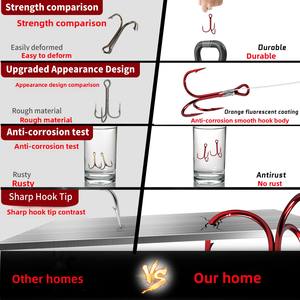 เบ็ดตกปลาสามขาแบบสามง่าม สำหรับตกปลาคาร์พในลำธาร ขนาดใหญ่ สีเงินและสีแดง รุ่นพิเศษแบบ<span class=keywords><strong>ผีเสื้อ</strong></span> - Product Image 4