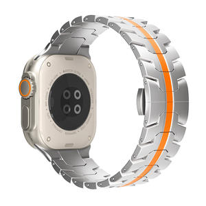 สายนาฬิกาไทเทเนียมแข็งสำหรับ <span class=keywords><strong>Apple</strong></span> iWatch ultra 9 8 <span class=keywords><strong>7</strong></span> 6 5 SE 22มม. 49มม. ขนาดวัสดุทองสีชมพูทันสมัย - Product Image 4