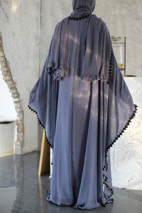 1653# New <strong>Model</strong> Simple <strong>Abaya</strong> Designs Pearl Islamic Clothing Chiffon Fabric Butterfly Sleeve Muslim <strong>Abaya</strong> - Product Image 6
