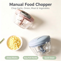 Hachoir manuel à tirer pour ail, légumes et viande, robot culinaire portable pour bébé, lames en acier inoxydable