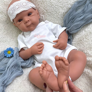 Muñeca <span class=keywords><strong>Reborn</strong></span> de silicona de cuerpo completo con peso de 19 pulgadas, juguetes de bebé recién nacido realistas suaves, <span class=keywords><strong>ojos</strong></span> <span class=keywords><strong>abiertos</strong></span> realistas, regalo para niña para niños - Product Image 3