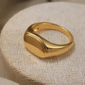 Nuovo Designer 925 anello in argento piatto ovale Bar anello in oro 18K placcato in oro 925 argento Sterling gioiello per donna uomo