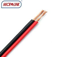 Câble audio stéréo MICROLINK, calibre 10 12 14 16 18 AWG CAT 3, rouge et noir, câble plat parallèle à 2 conducteurs, ruban flexible, CE