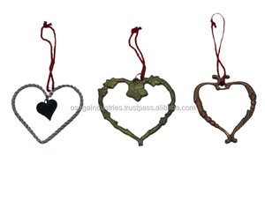 LATEST DESIGN <b>CHRISTMAS</b> HANGING DECORATION METAL STAR HEART <b>TREE</b> HANGING ORNAMENT SET of 3 UNIQUE DESIGN HOME DECORATION - Product Image 6