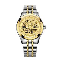Montres mécaniques entièrement automatiques pour hommes, montres à cadran ajouré, montres élégantes, boîtier et bracelet en acier inoxydable, montres mécaniques classiques pour affaires