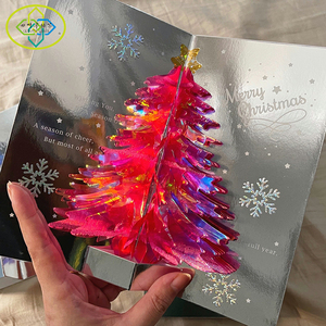 3D Feliz Navidad Tarjeta Promocional Árbol de Navidad Papel de felicitación para suministros de fiesta - Product Image 4