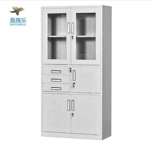 Armoire de classement en acier au design moderne, <span class=keywords><strong>3</strong></span> <span class=keywords><strong>tiroirs</strong></span>, coffre-fort, démontable, 2 portes battantes en verre, personnalisable pour la maison, le <span class=keywords><strong>bureau</strong></span>, l'entrepôt, la chambre - Product Image 1