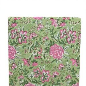 Tela de Algodón de Lujo con Estampado Floral Verde y Rosa, Tela Estampada a Mano de Jaipur Sanganeri, Tela de Algodón Suave de Primera Calidad - Product Image 1