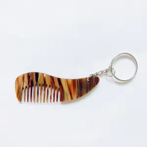 Logo personalizzato colorato con taglio di tartaruga Mini spazzola per capelli in acetato portachiavi tascabile portatile <span class=keywords><strong>pettine</strong></span> per bambini - Product Image 5