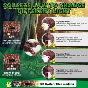 釣りキャンプハイキングパーティーのための強力な男の子の女の子のための子供のおもちゃを読む恐竜の轟音ディノはヘッドトーチヘッドライトヘッドランプを導きました - Product Image 6