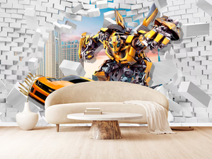 <span class=keywords><strong>Papier</strong></span> <span class=keywords><strong>Peint</strong></span> Mural Personnalisé Haute Résolution Scène de Bataille Robot et <span class=keywords><strong>Voiture</strong></span> Design Bumblebee pour Chambre d'Enfant et Espace de Jeu Commercial - Product Image 4