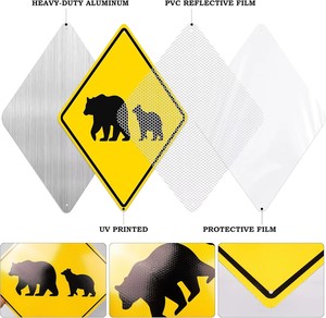 Panneau d'avertissement réfléchissant en aluminium pour passage de fauves, <span class=keywords><strong>12x12</strong></span> pouces, conforme à la norme MUTCD, pour routes de montagne - Product Image 4