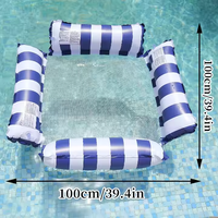 Hamac flottant personnalisé avec logo, à rayures, pour piscine, pour adultes, en PVC gonflable, avec filet, chaise flottante pour piscine
