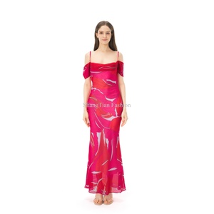 Vestidos de Moda Primavera 2025 Rojos con Estampado Floral, Novedad en Moda Casual de Alta Calidad para Mujer, Vestidos Bordados - Product Image 1