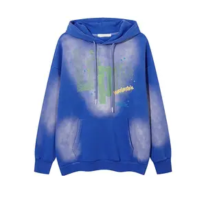 Finch Garment Custom Wholesale Oversize Hand tie art ainted Men On Vintage Distressed With Acid Washed Spray Paint Hoodie