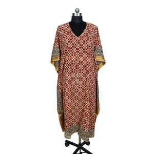 Korean Loose Vintage Sexy Floor-Length <b>Kaftan</b> 100% Cotton Shaped Neckline Piping Eco-Friendly <b>Plus</b> <b>Size</b> Beach Cover Lace - Product Image 1