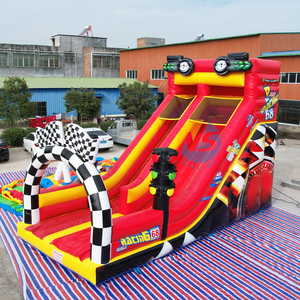 Grande <span class=keywords><strong>maison</strong></span> de rebond de voiture de course avec toboggan humide et sec géant Patriot Monster Truck toboggan aquatique toboggan rouge Kids Bounce House Combo - Product Image 2