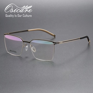 Monturas de Gafas de Alta Gama sin Tornillos para Hombre, Lentes Ópticas Naranjas, Diseño de Gafas, Lentes de <span class=keywords><strong>Moda</strong></span> Mixtas Ópticas Completas - Product Image 3