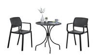 Ensemble de meubles de jardin 3 pièces en PP résistant pour l'extérieur et table en acier au carbone pour balcon, camping