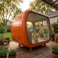 Maison capsule préfabriquée modulaire, structure en acier, forme ronde, écologique, matériaux de qualité, bureau mobile