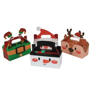 Boîtes d'emballage rectangulaires de la série <span class=keywords><strong>Noël</strong></span>, boîtes en papier enduit durable pour gâteaux, biscuits, cadeaux de fête - Product Image 2