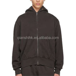 เสื้อฮู้ดซิปแบบขายส่ง เนื้อผ้าหนา สไตล์สตรีทแวร์ คุณภาพสูง ผ้าเฟรนช์เทอร์รี่ ทรงโอเวอร์ไซส์ ไหล่ตก ทรงบ็อกซี่ แบบครอป - Product Image 1