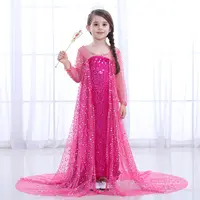 E08 China wholesale Hot Sale Elsa Queen Costume Sequin Kids Masquerade Party Dress for Frozen Girls