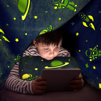 Couverture lumineuse en gros avec oreiller, motif personnalisé licorne, dinosaure, étoiles, couverture magique qui brille dans le noir pour enfants