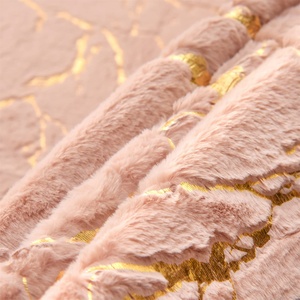 Alfombra Suave de Pelo Sintético de Conejo con Estampado de Lámina Dorada, Tapete Esponjoso para Cabecera, Alfombra <span class=keywords><strong>Rosa</strong></span> Dorada, Alfombra <span class=keywords><strong>Rosa</strong></span> Peluda para Sala de Estar - Product Image 3