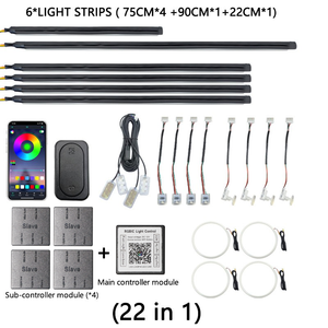 Luce Ambientale a <span class=keywords><strong>LED</strong></span> per <span class=keywords><strong>Auto</strong></span> 64 Colori Atmosfera Dinamica di Luci e Ombre per Interni Striscia Luminosa per Atmosfera Abitacolo - Product Image 3