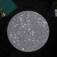 Sous-verre rond en strass Ychon, sous-plat scintillant en cristal argenté pour la décoration de table
