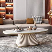 Table basse de luxe légère, minimaliste et moderne pour salon, petite table ovale en dalle de roche pour la maison