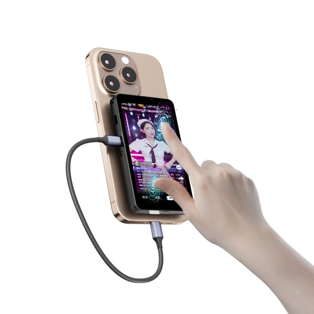 Smart Selfie Monitor Screen with Foldable Bracket Touch Screen Monitor Wireless Phone Rear Camera Magnetic Phone Mirror Screen