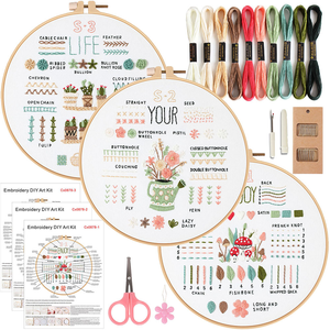 Hot Sale Diy Custom Cross Stitch Embroidery Set Flower Patterns Needlework Set With Embroidery Hoop Handmade Arts Crafts